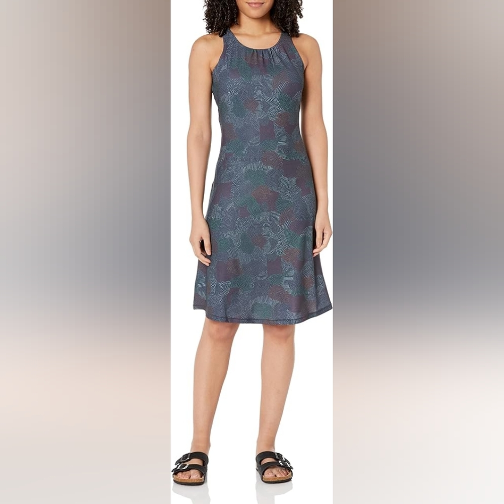 prAna Women's Skypath Dress, Size XL in deep pine dotty color. Athleisure/Casual